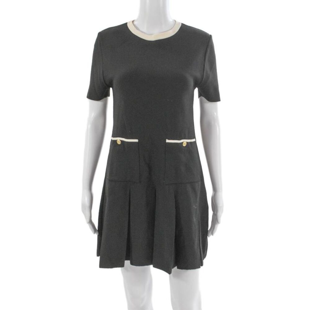 Zara Womens Mini Shift Dress Black Short Sleeve Round Neck Size M